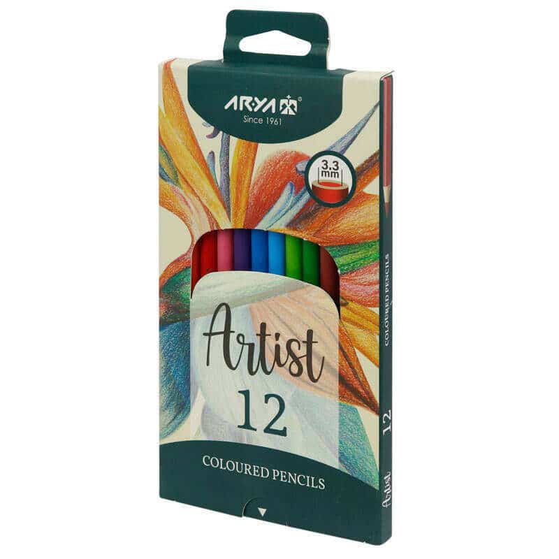مداد رنگي 12 رنگ مقوايي آرتيست 3601 آريا مداد رنگی 12 آریا رنگ مقوایی آرتیست 3601